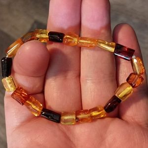 Unisex 7 inch Multi Colored Genuine Baltic Amber stretch bead bracelet